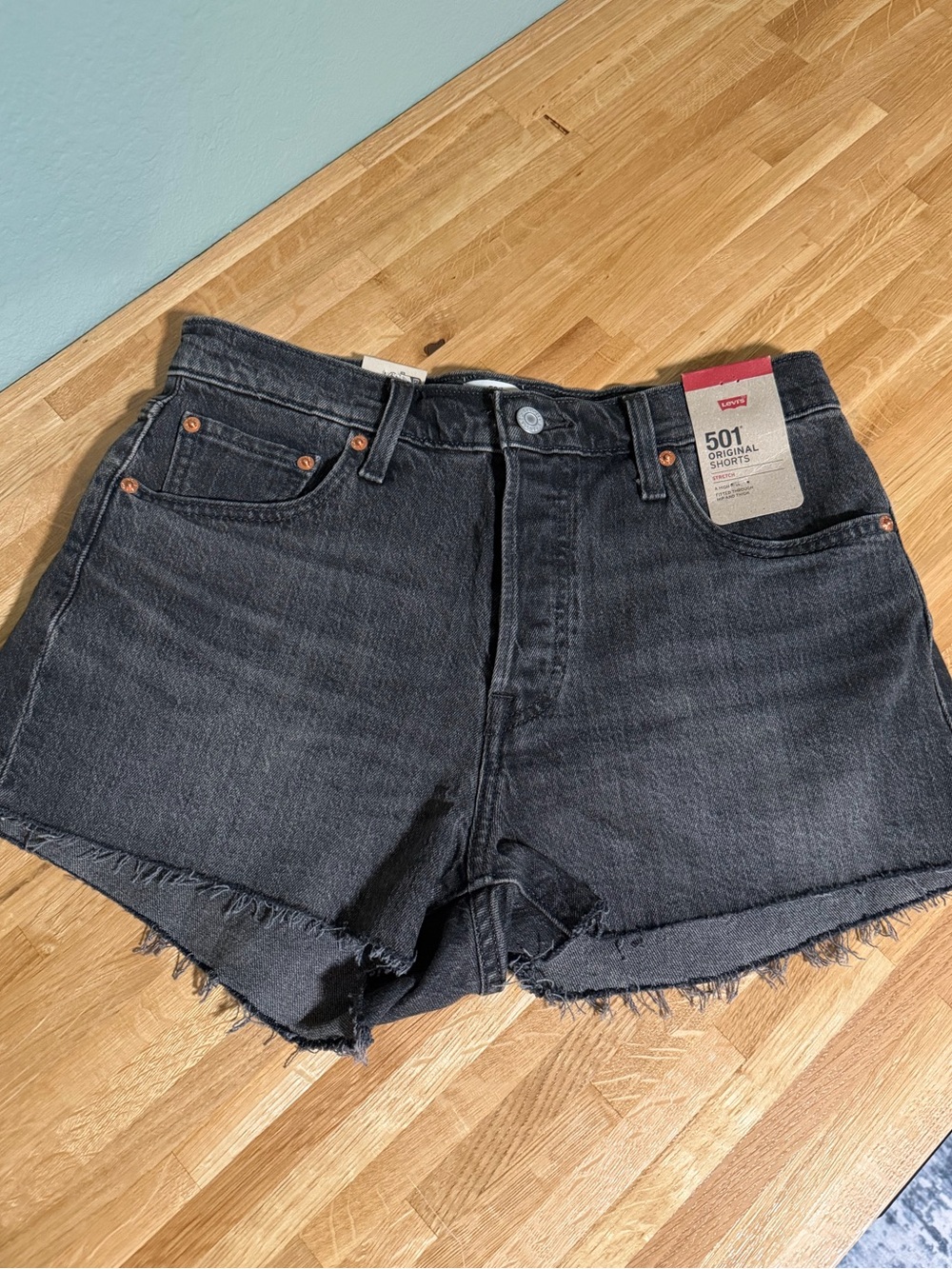 Levi's 501 High-Rise Cutoff Denim Shorts - Black Wash